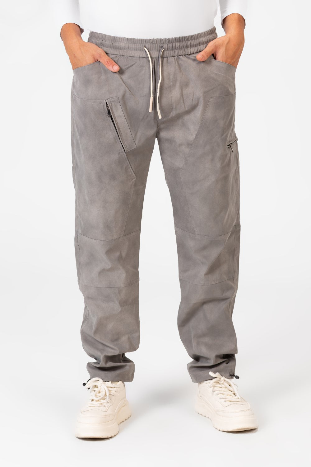 Men's Oversized Sweatpants With Elastic Waistband And Modern Zipper Pockets