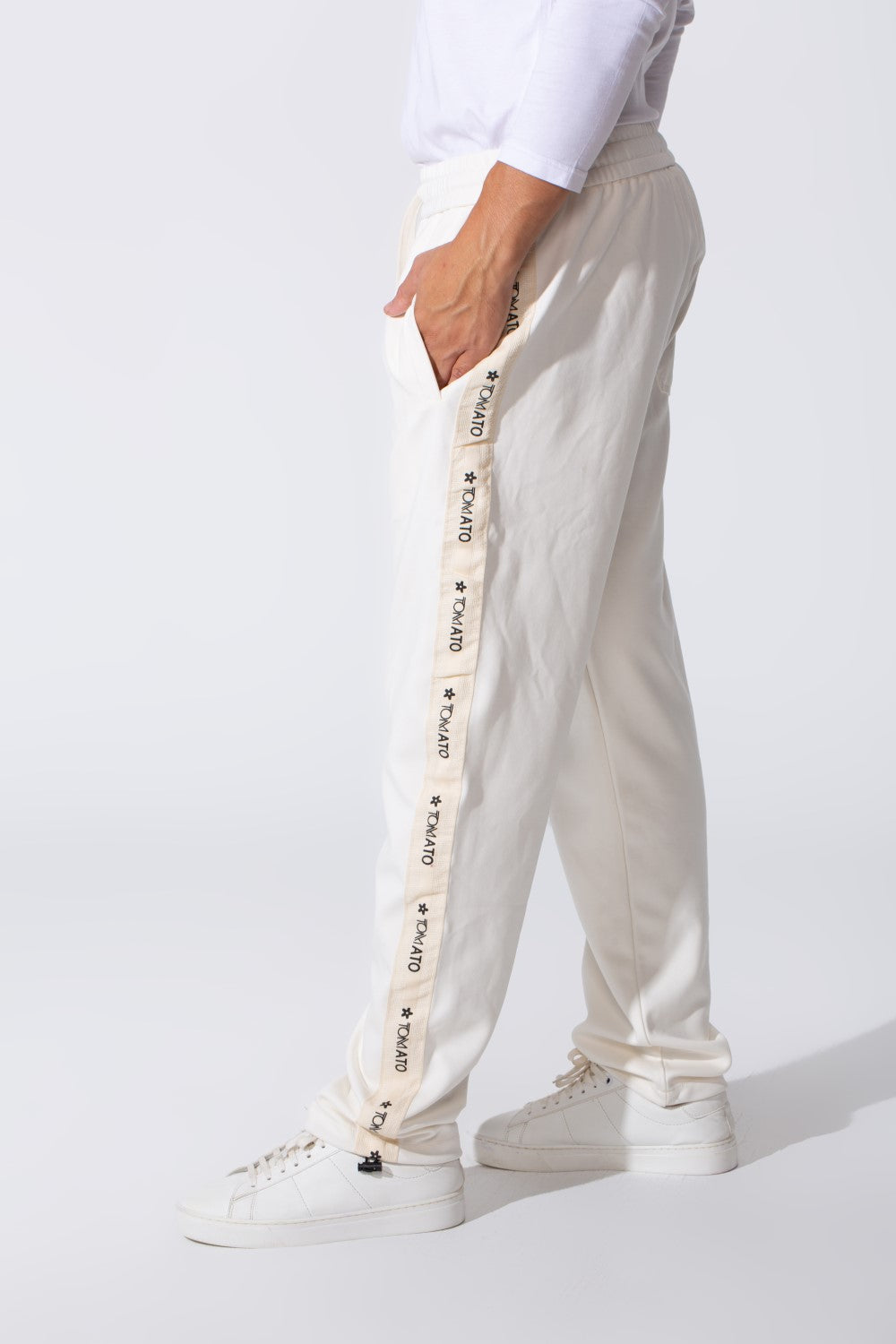 Men's Tomato Oversized Sweatpants With Elastic Waistband And Side Stripe
