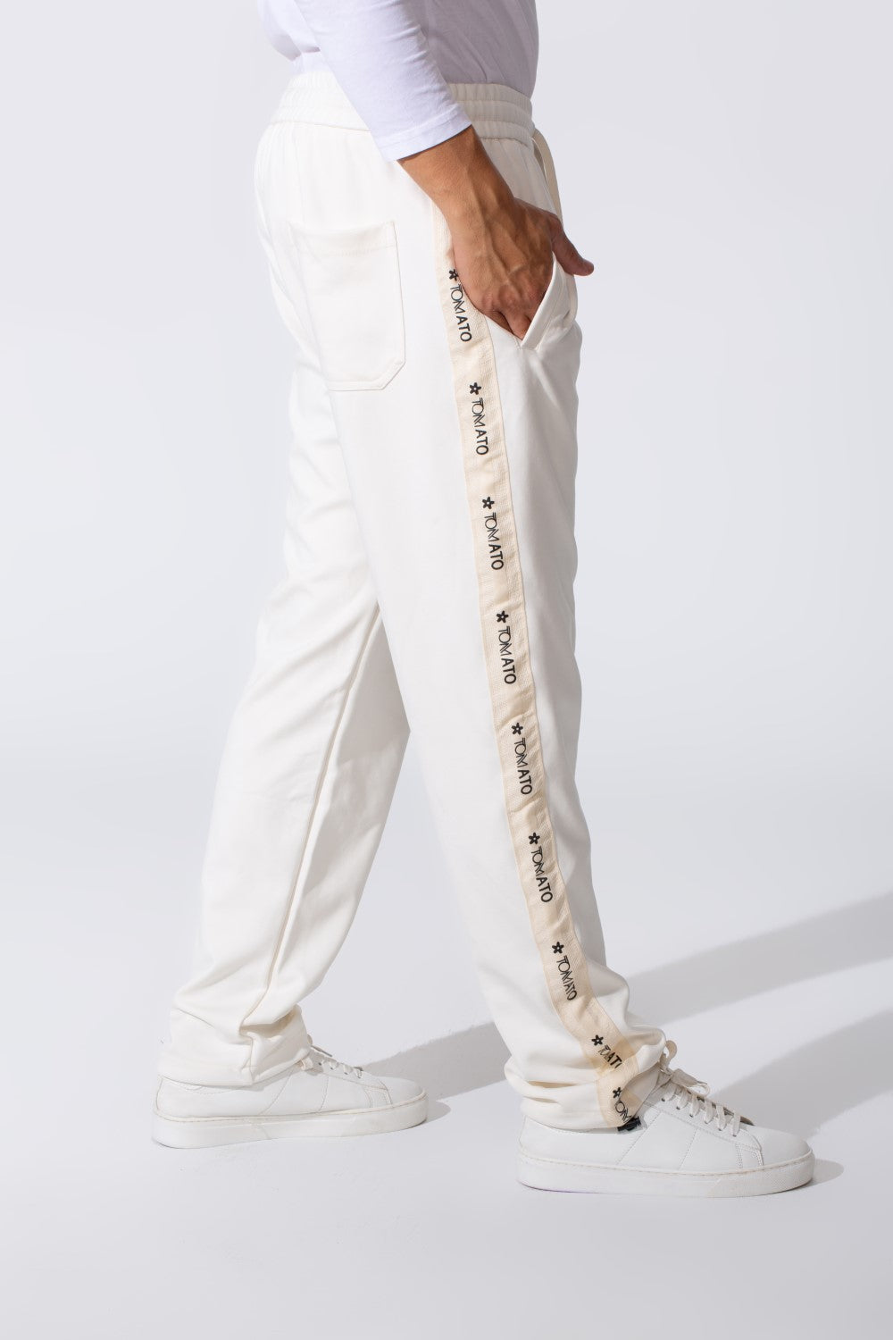 Men's Tomato Oversized Sweatpants With Elastic Waistband And Side Stripe