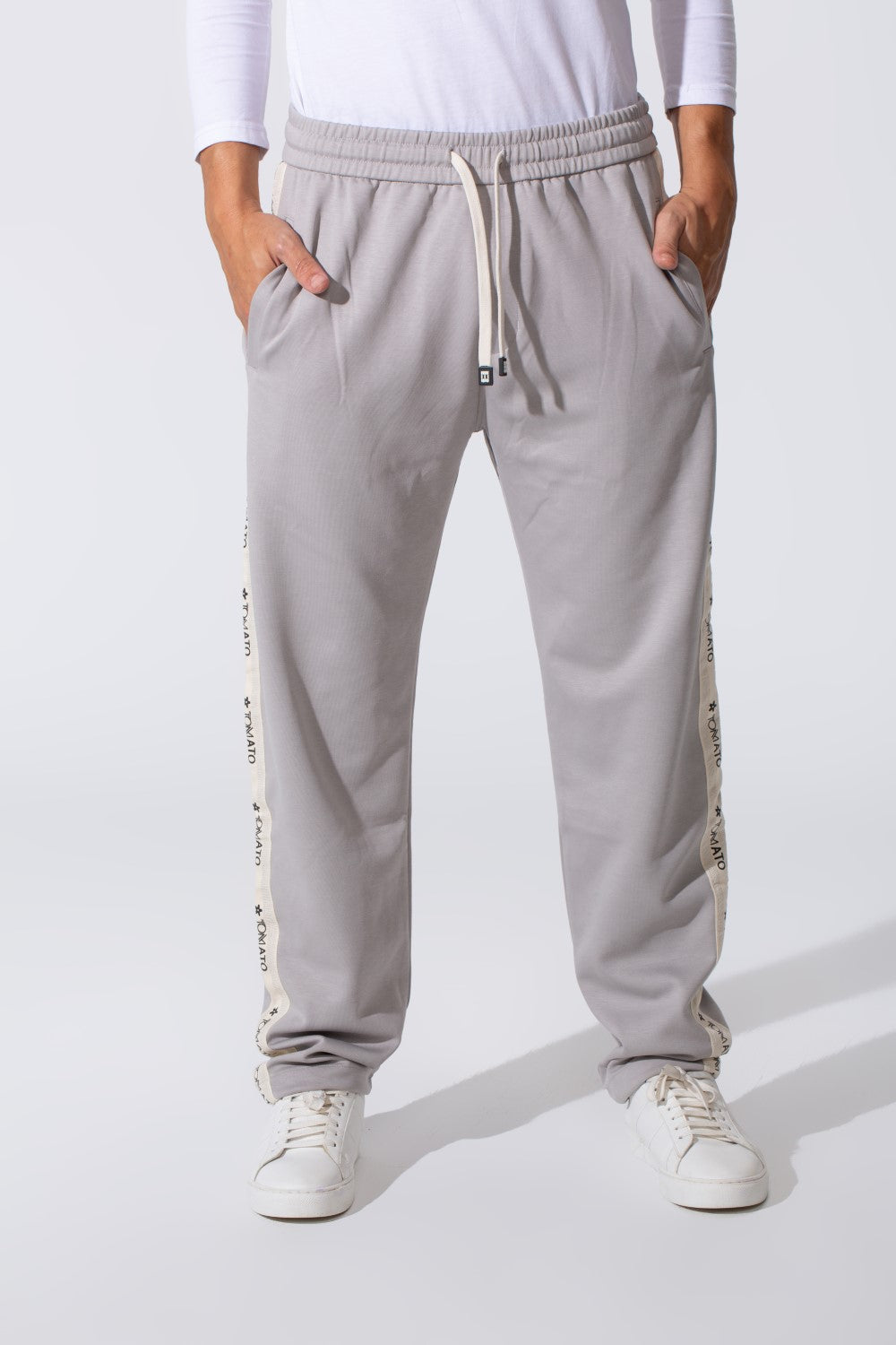 Men's Tomato Oversized Sweatpants With Elastic Waistband And Side Stripe