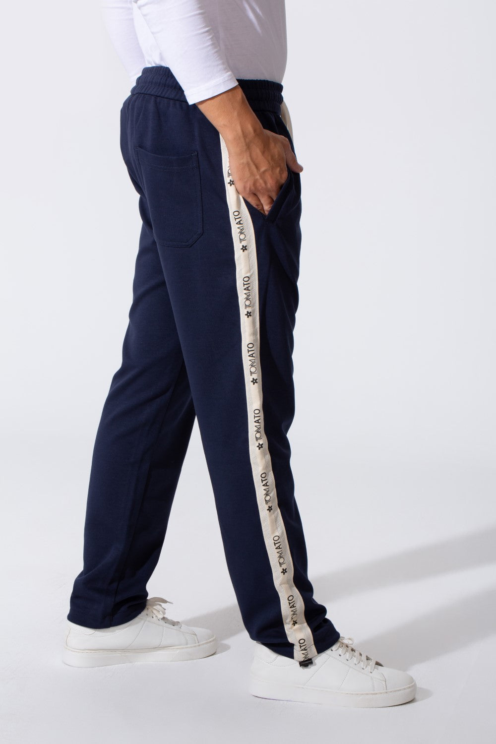 Men's Tomato Oversized Sweatpants With Elastic Waistband And Side Stripe