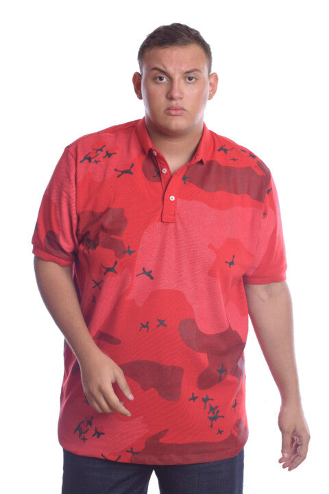 Men's Big Size Polo Full Printed Cotton T-shirt