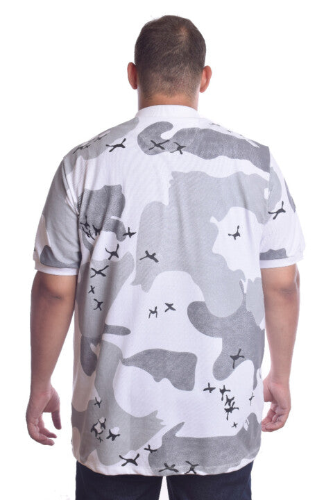 Men's Big Size Polo Full Printed Cotton T-shirt