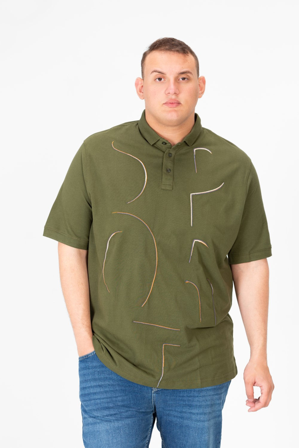 Men's Big Size Printed Half Sleeve Polo T-Shirt