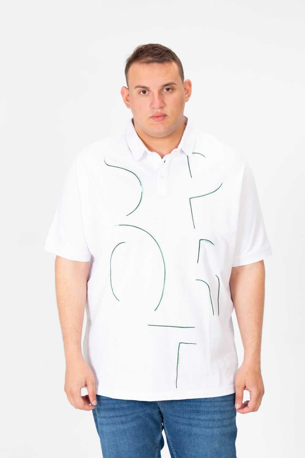 Men's Big Size Printed Half Sleeve Polo T-Shirt