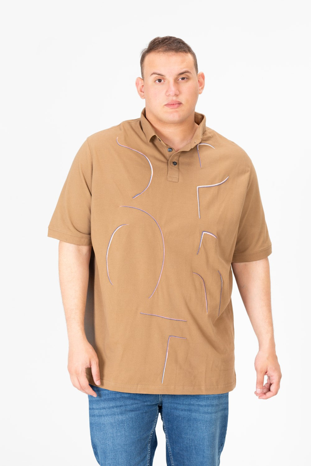 Men's Big Size Printed Half Sleeve Polo T-Shirt