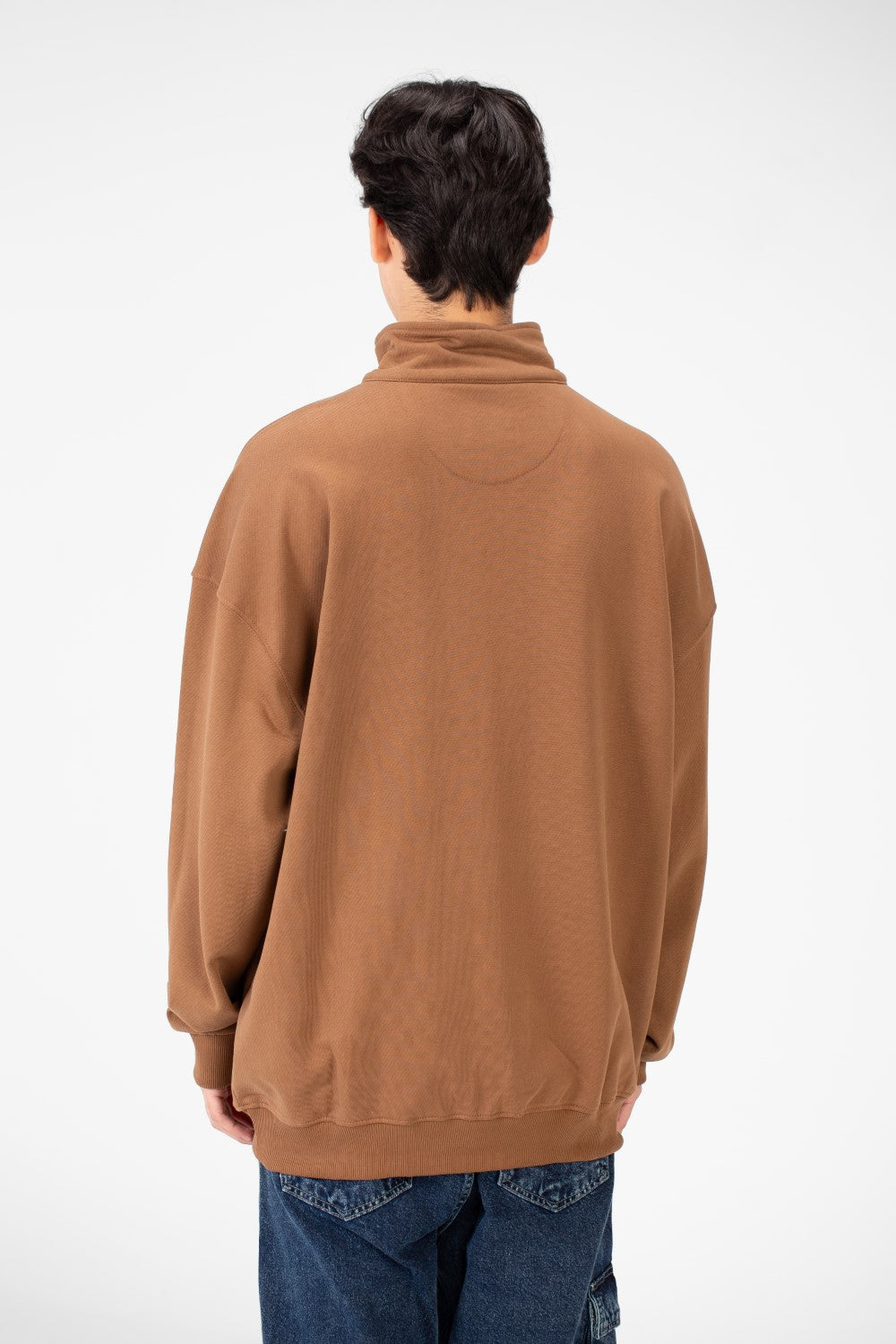 Men's Plain Oversize Sweatshirt With Half Zipper