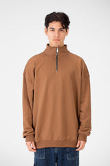 Men's Plain Oversize Sweatshirt With Half Zipper