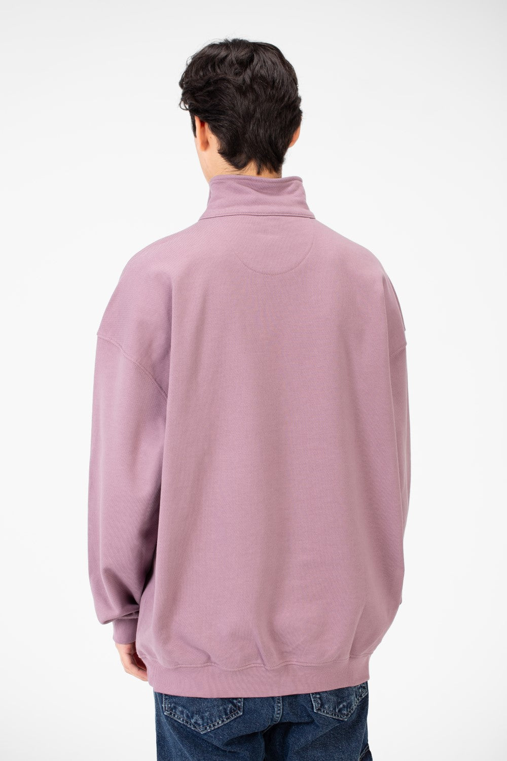 Men's Plain Oversize Sweatshirt With Half Zipper