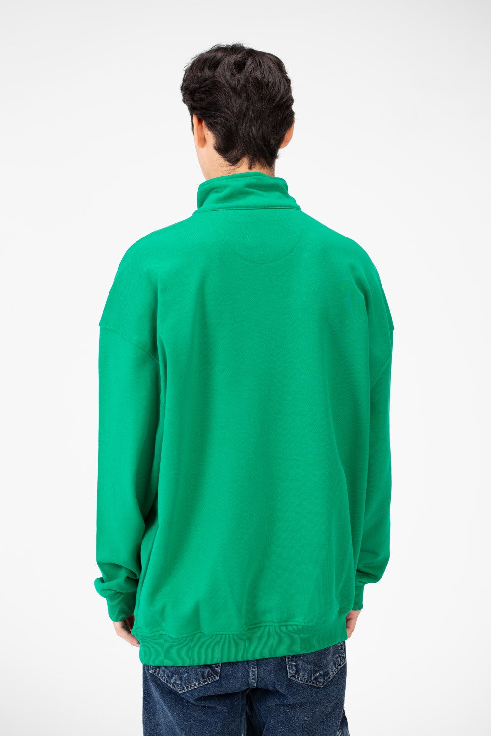 Men's Plain Oversize Sweatshirt With Half Zipper