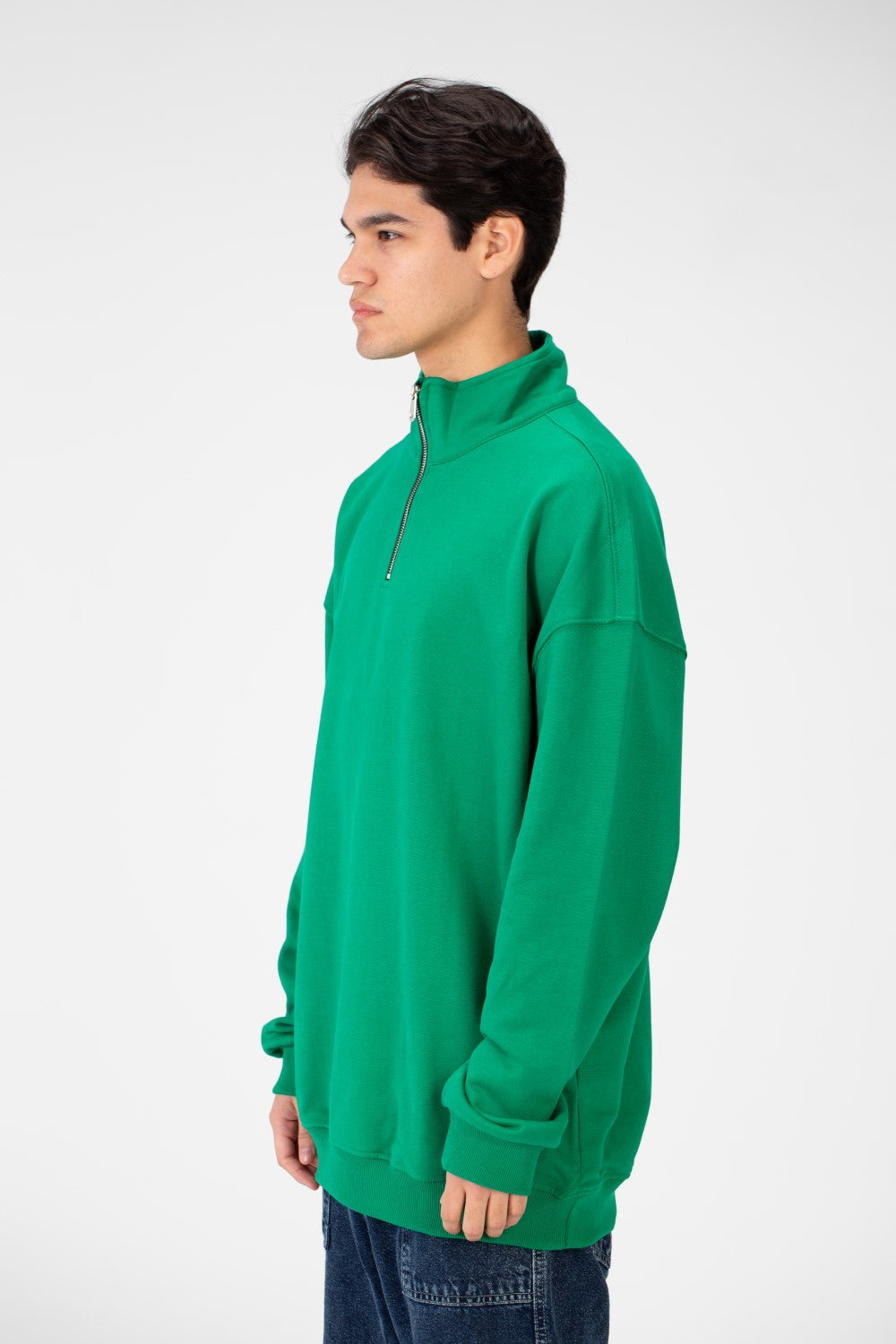 Men's Plain Oversize Sweatshirt With Half Zipper