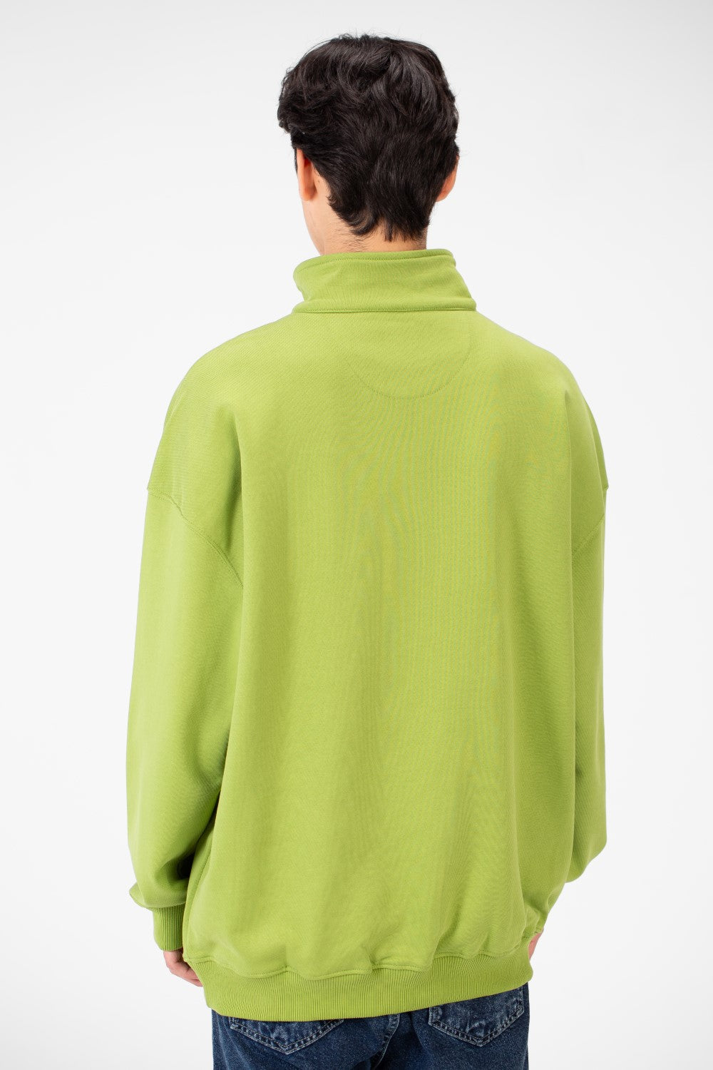 Men's Plain Oversize Sweatshirt With Half Zipper