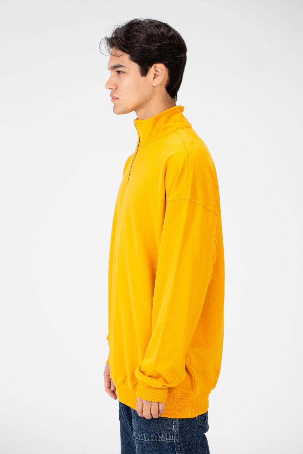 Men's Plain Oversize Sweatshirt With Half Zipper