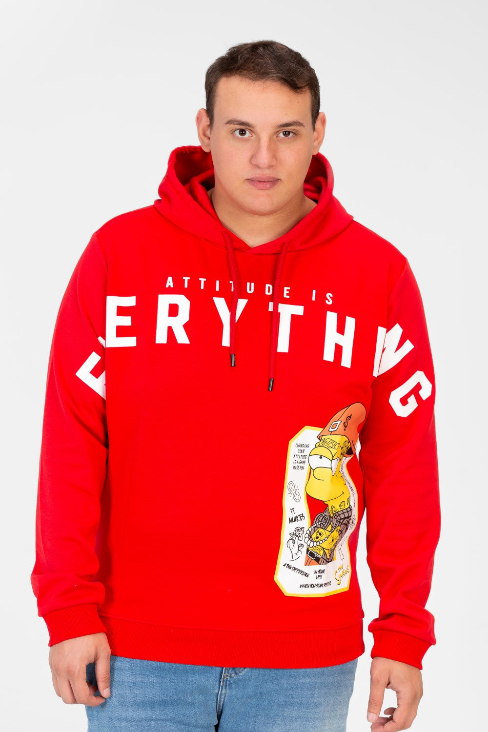 Men's Big Size Hood Sweatshirt With Front Print