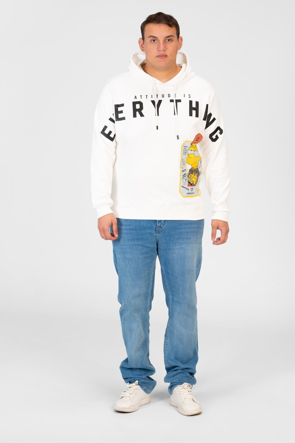 Men's Big Size Hood Sweatshirt With Front Print