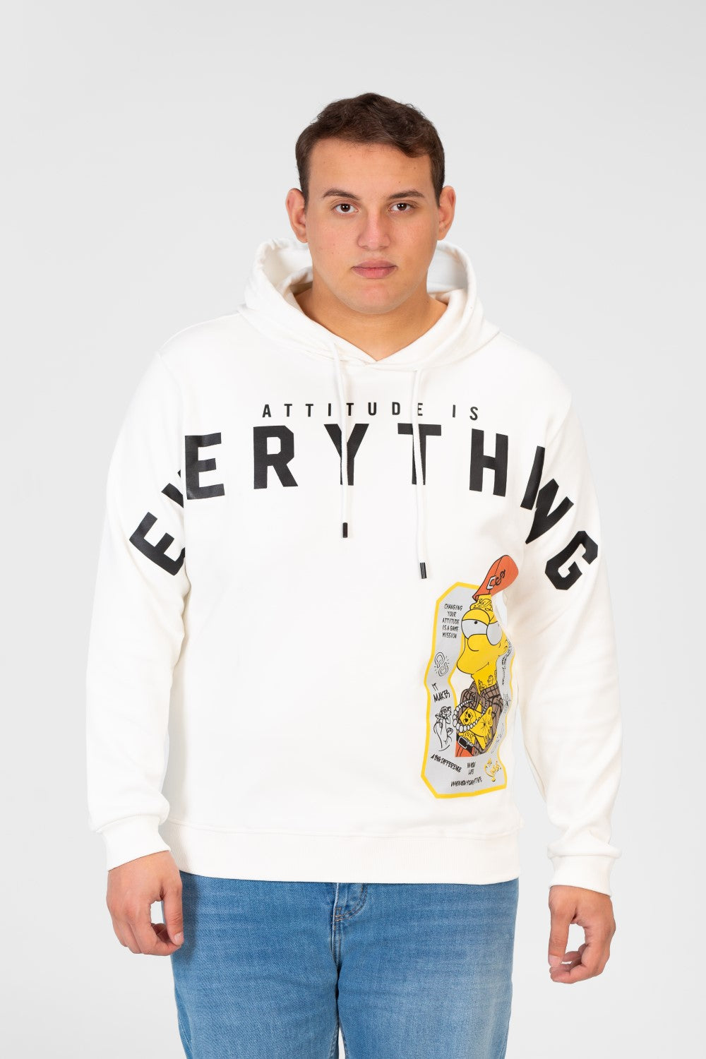Men's Big Size Hood Sweatshirt With Front Print