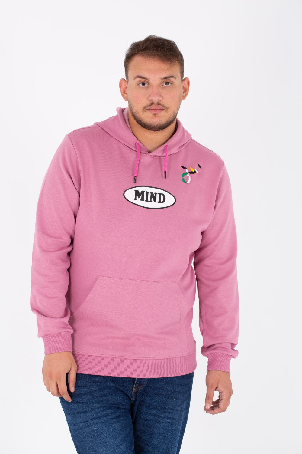 هودي رجالي بمقاس كبير مع طباعة في الأمام والخلف