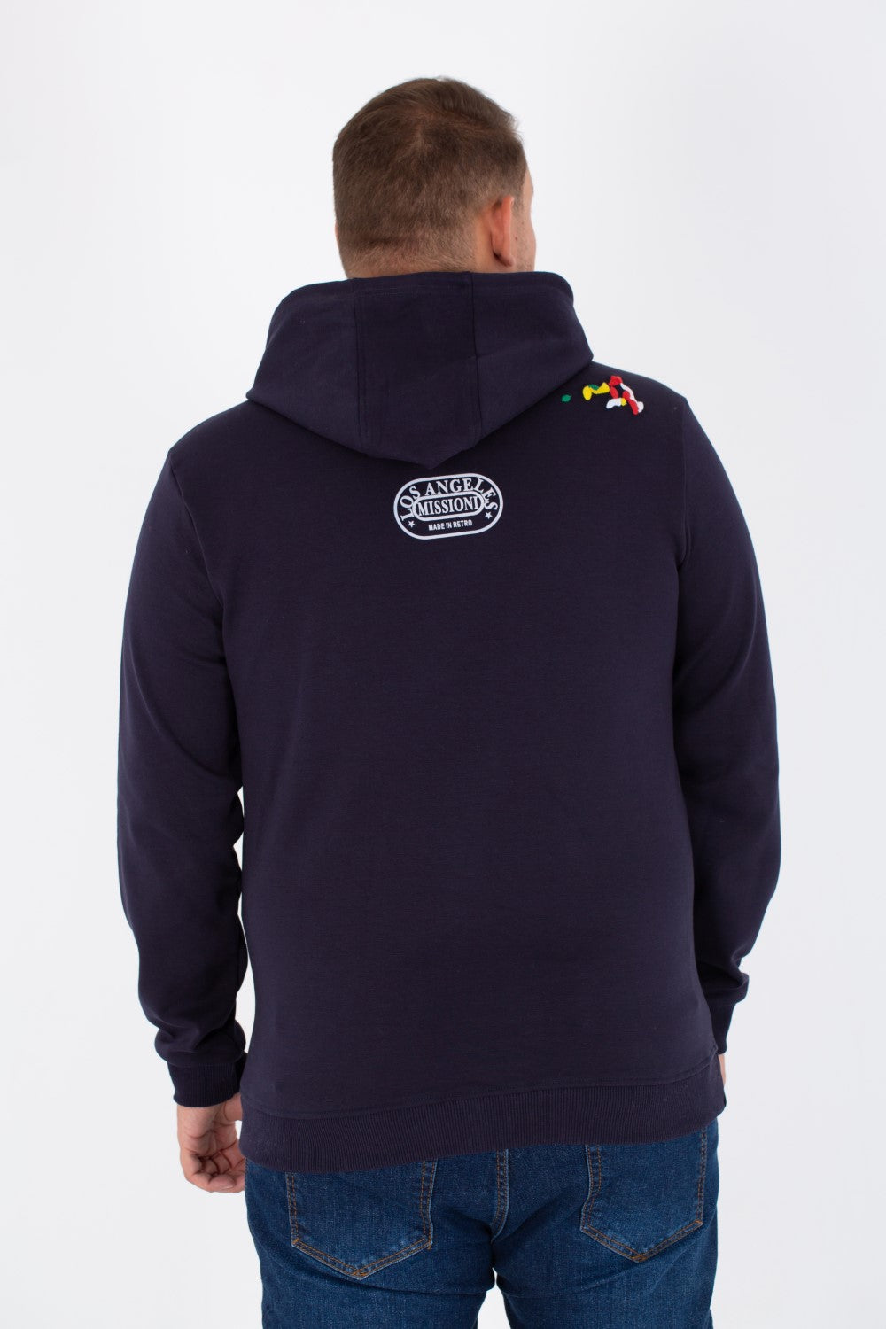 هودي رجالي بمقاس كبير مع طباعة في الأمام والخلف