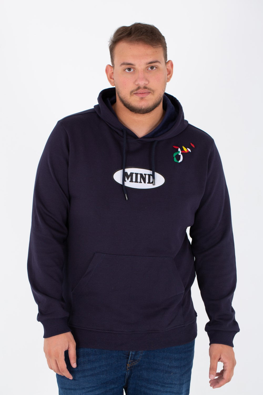 هودي رجالي بمقاس كبير مع طباعة في الأمام والخلف