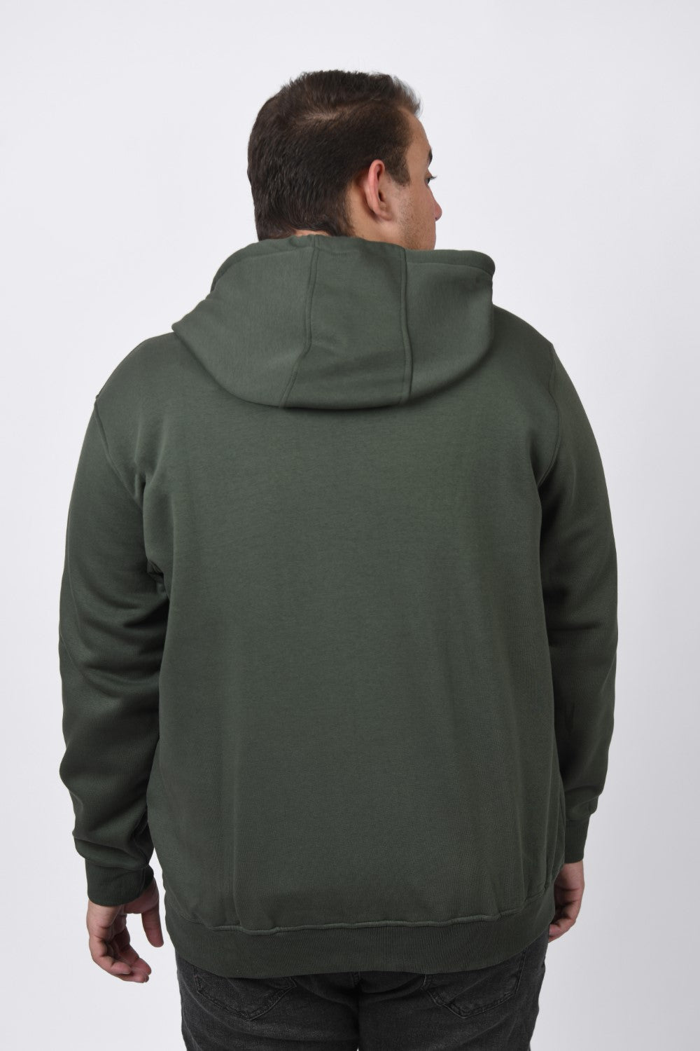 Men's Big Size Padded Hooded Full Zipper Made Of Soft Melton Basic Sweatshirt
