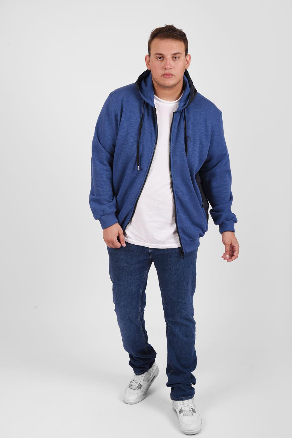 Men's Padded Hooded Full Zipper Baisc Big Size Sweatshirt