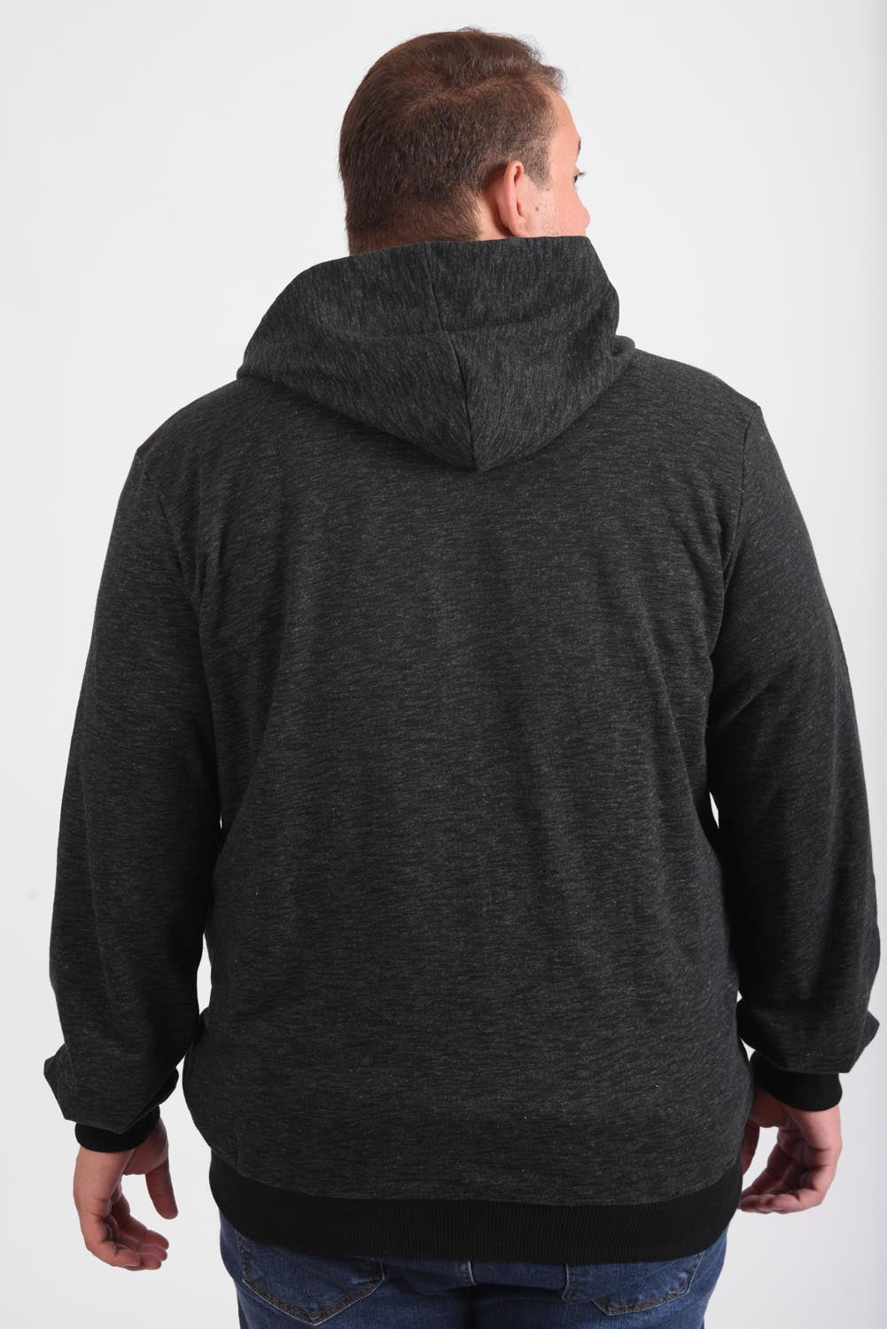Men's Big Size Padded Hooded Full Zipper Basic Unique Sweatshirt
