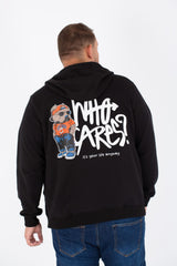Men's Big Size Sweatshirt With A Front Zipper And A Print On The Front And Back