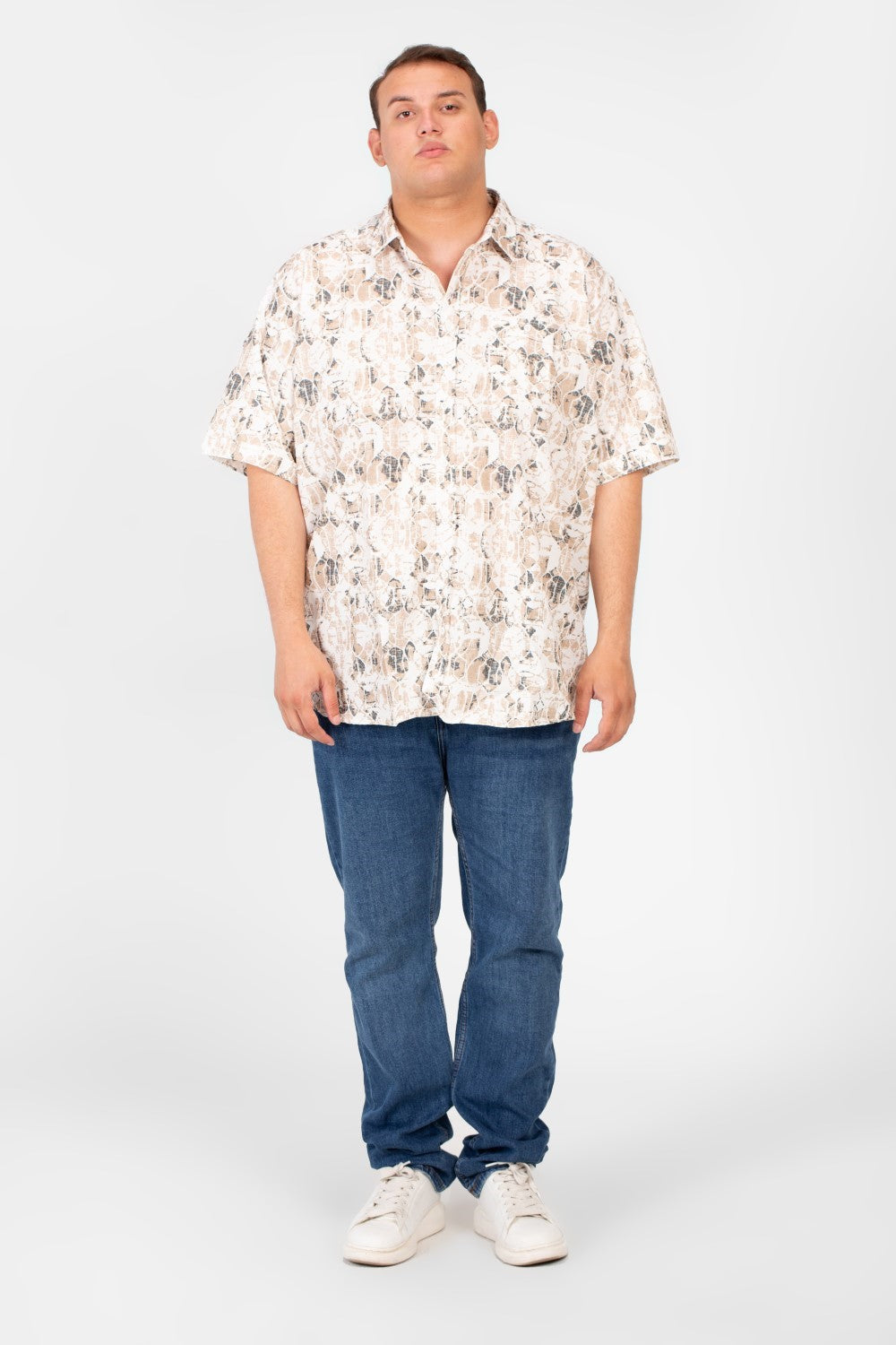 قميص رجالي صيفي مطبوع عليه طماطم، مقاس كبير، بأكمام قصيرة