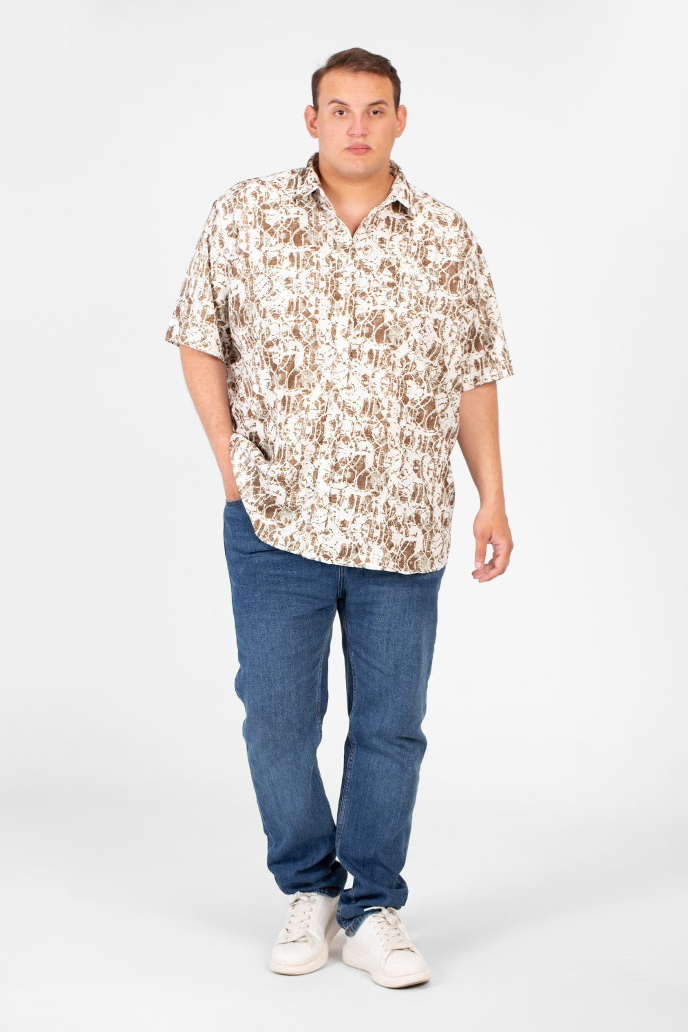 قميص رجالي صيفي مطبوع عليه طماطم، مقاس كبير، بأكمام قصيرة