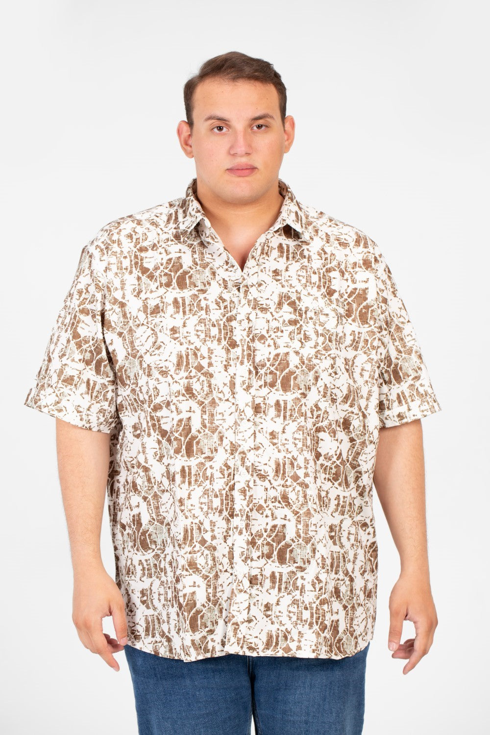 قميص رجالي صيفي مطبوع عليه طماطم، مقاس كبير، بأكمام قصيرة