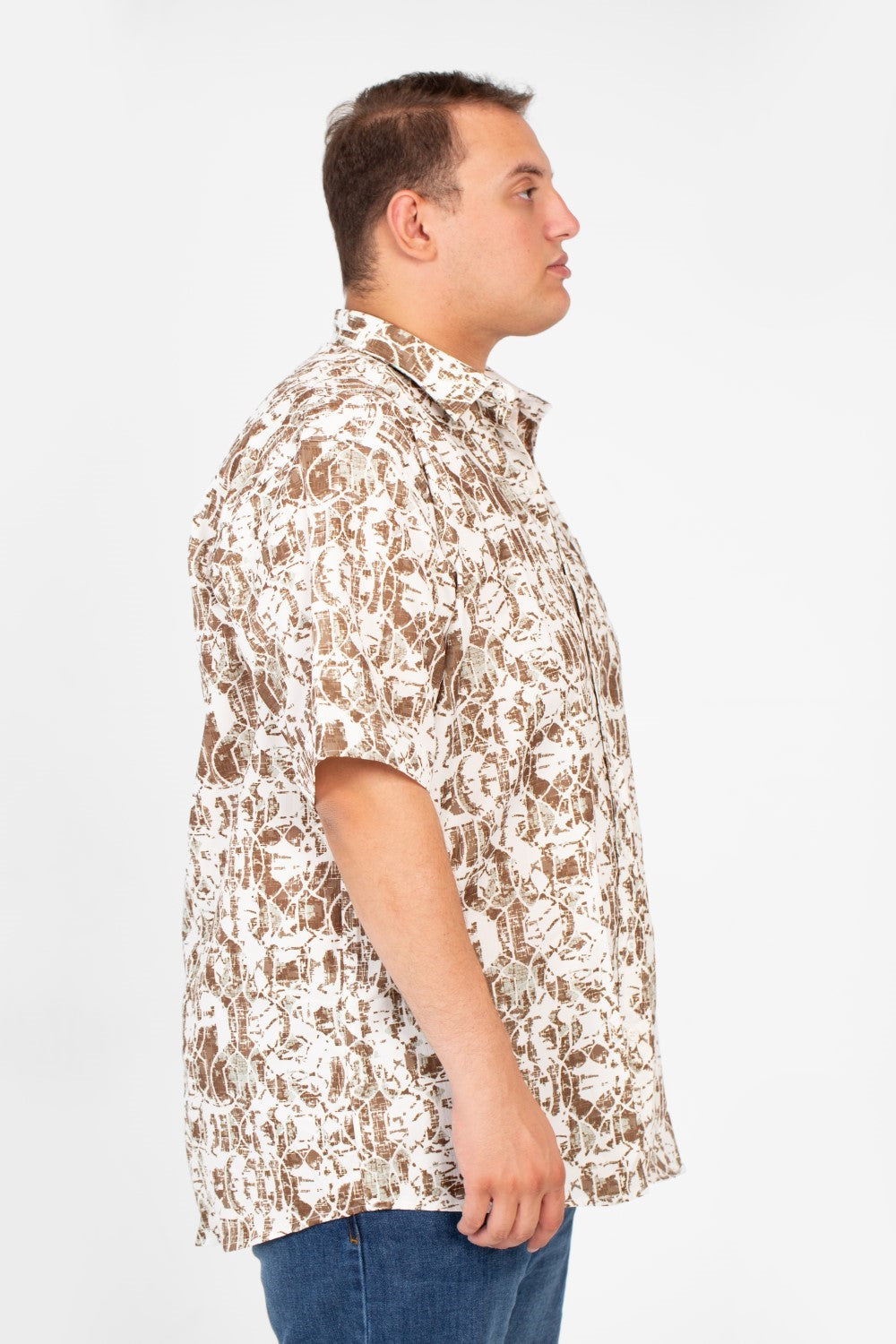 قميص رجالي صيفي مطبوع عليه طماطم، مقاس كبير، بأكمام قصيرة