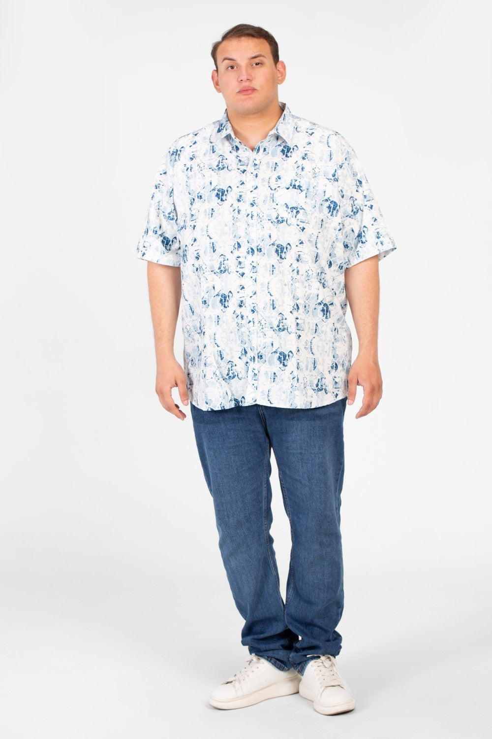 قميص رجالي صيفي مطبوع عليه طماطم، مقاس كبير، بأكمام قصيرة