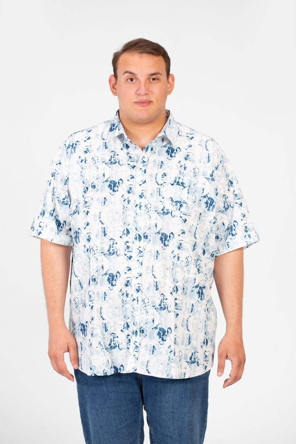 قميص رجالي صيفي مطبوع عليه طماطم، مقاس كبير، بأكمام قصيرة