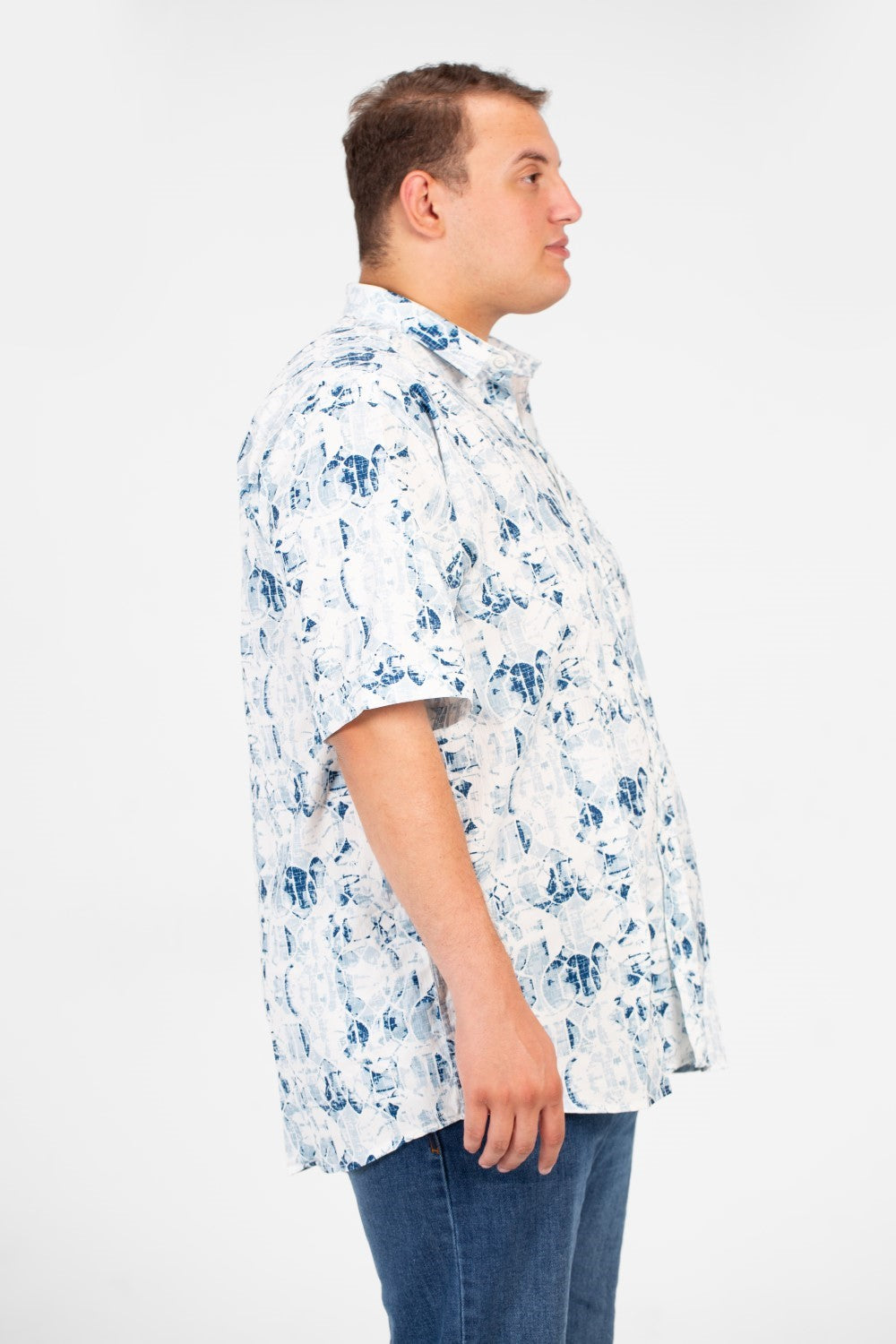 قميص رجالي صيفي مطبوع عليه طماطم، مقاس كبير، بأكمام قصيرة