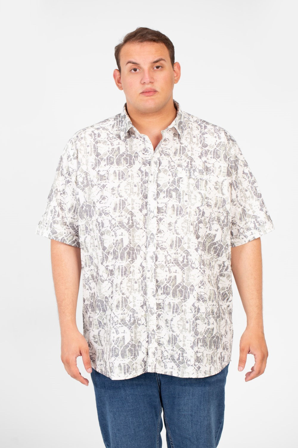 قميص رجالي صيفي مطبوع عليه طماطم، مقاس كبير، بأكمام قصيرة