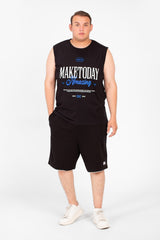 Men's Big Size Tomato Summer Sleeveless T-Shirt With Modern Front Print