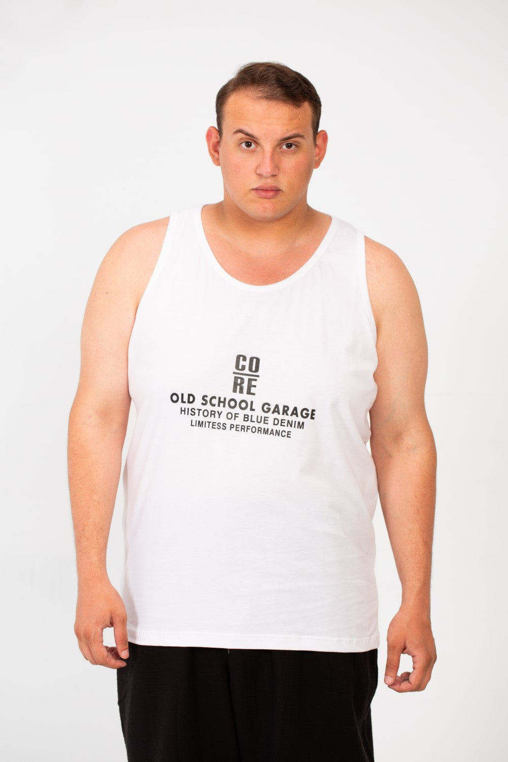 Men's Big Size Cut T-shirt With A Wide Collar And A Front Text Print