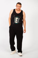 تي شيرت رجالي صيفي كبير الحجم بطبعة أمامية وقطعة عصرية