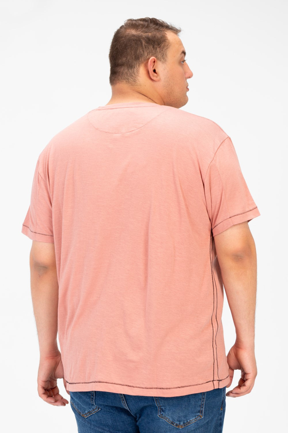 تي شيرت رجالي كبير الحجم مطبوع بأكمام قصيرة ورقبة دائرية