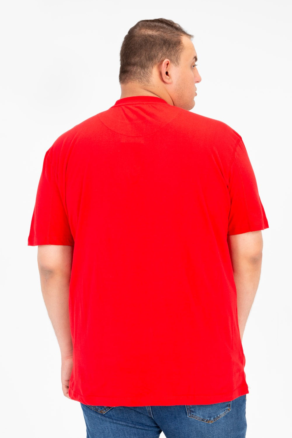 تي شيرت رجالي كبير الحجم برقبة دائرية وأكمام نصف مطبوعة من الأمام