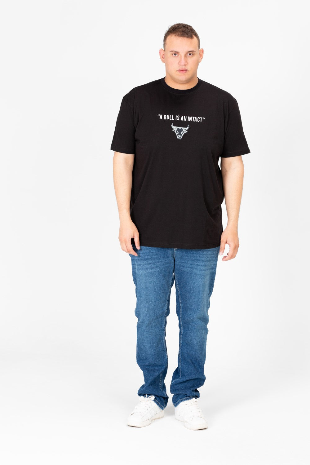 تي شيرت رجالي مطبوع برقبة دائرية مقاس كبير