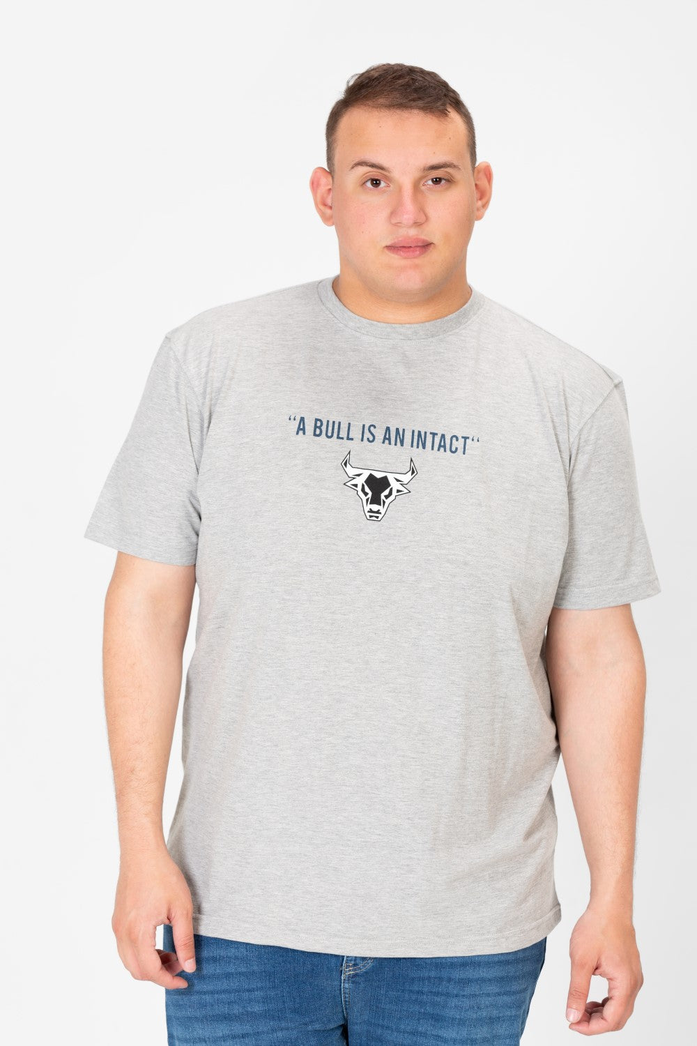 تي شيرت رجالي مطبوع برقبة دائرية مقاس كبير