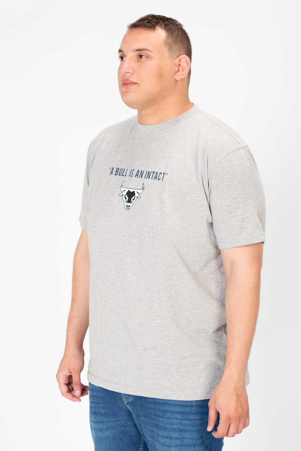 تي شيرت رجالي مطبوع برقبة دائرية مقاس كبير