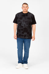 تي شيرت رجالي كبير الحجم بطبعة أمامية كاملة وأكمام قصيرة