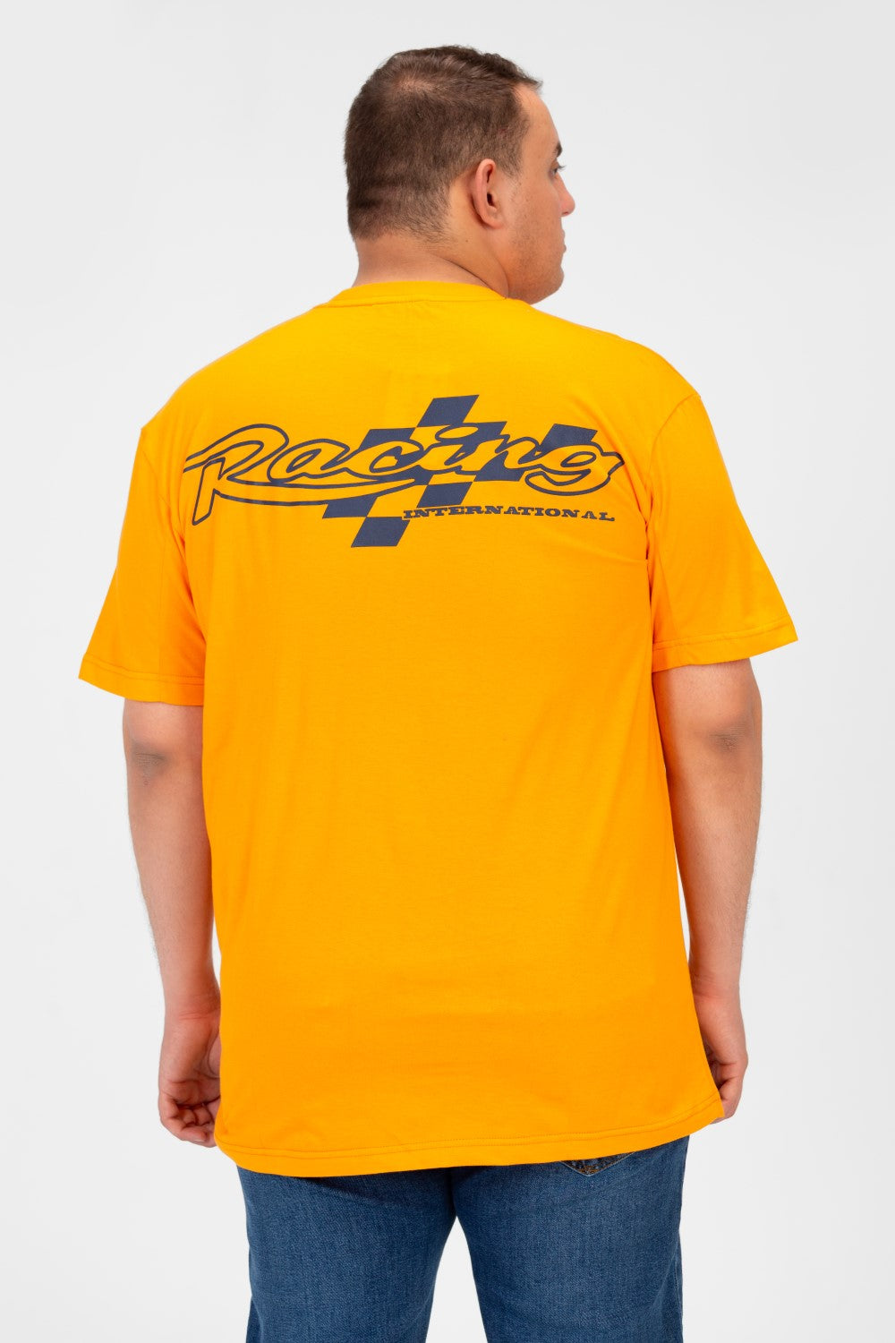 تي شيرت رجالي كبير الحجم مطبوع بأكمام قصيرة ورقبة دائرية