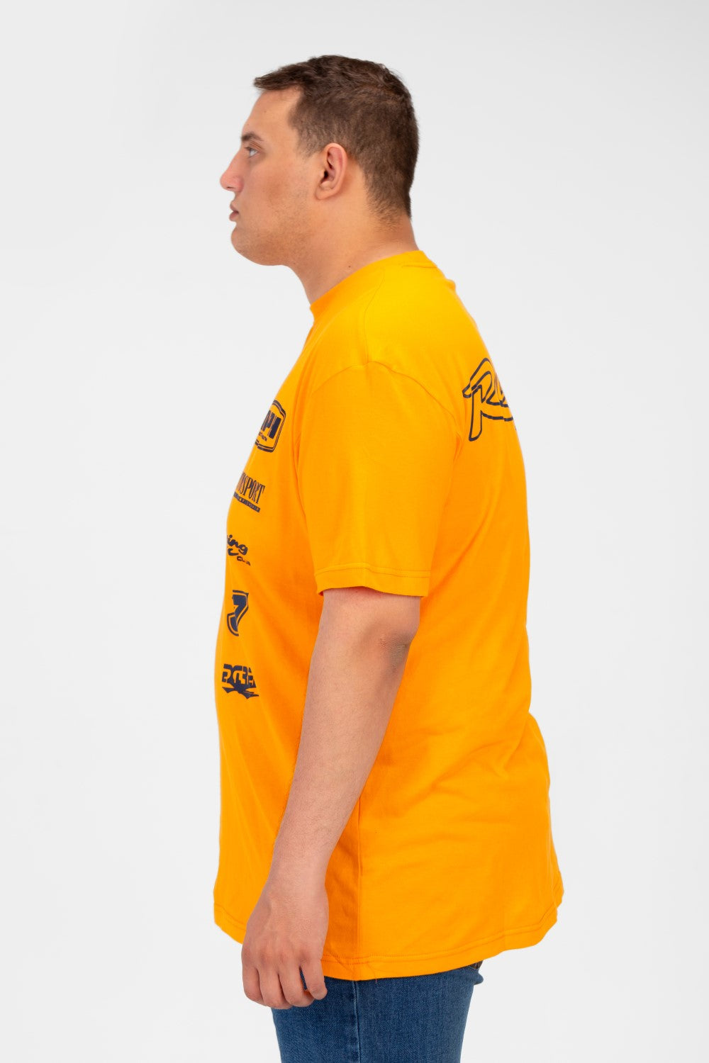 تي شيرت رجالي كبير الحجم مطبوع بأكمام قصيرة ورقبة دائرية