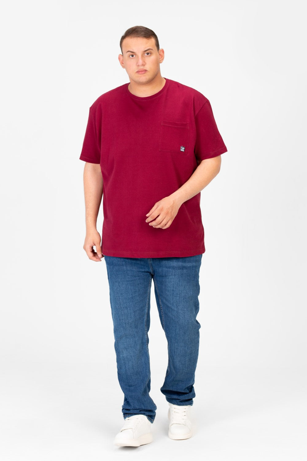 Men's Basic Big Size T-Shirt With Front Pocket And Short Sleeves