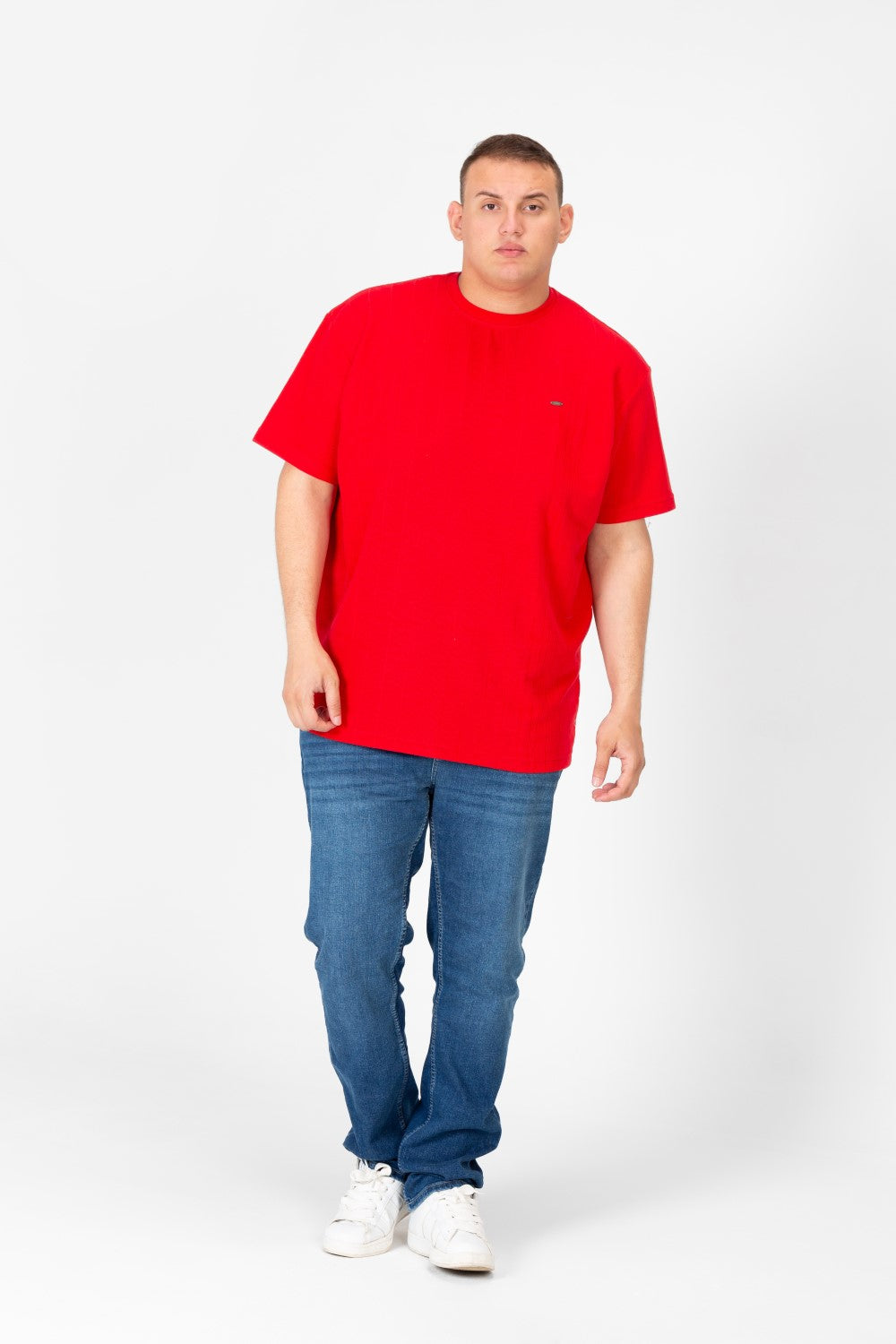 Men's Big Size Tomato Basic Crew Neck T-Shirt