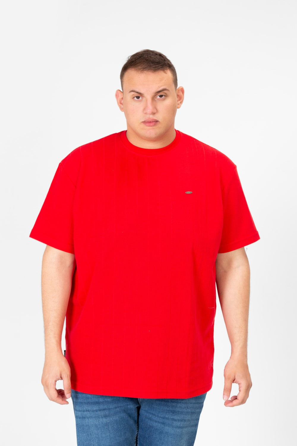 Men's Big Size Tomato Basic Crew Neck T-Shirt