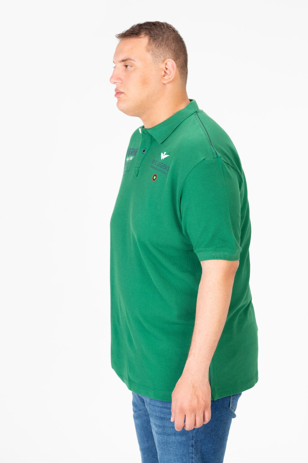 Men's Big Size Printed Half Button Polo T-Shirt